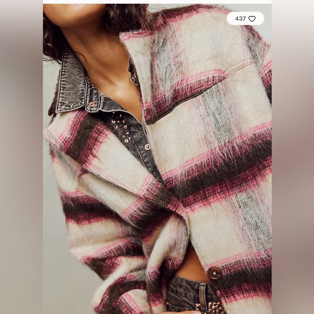 Free People Bali Pressley Wool long Duster coat fringe plaid - Picture 11 of 15